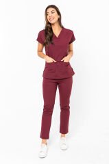 Bordo Doktor Hemşire Üniforması