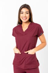Bordo Doktor Hemşire Üniforması