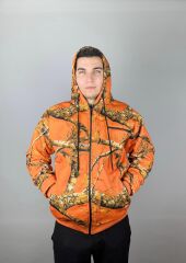 Avcı Mont Ağaç Model Desen Turuncu (Kapüşonlu)