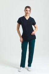 Siyah- Zümrüt Doktor Hemşire Üniforması