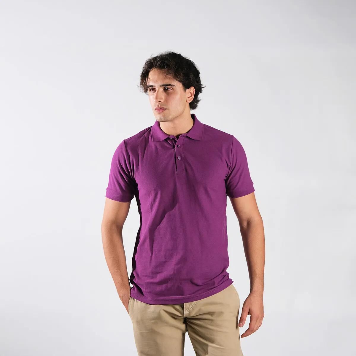 Erkek Mor Polo Yaka T-shirt